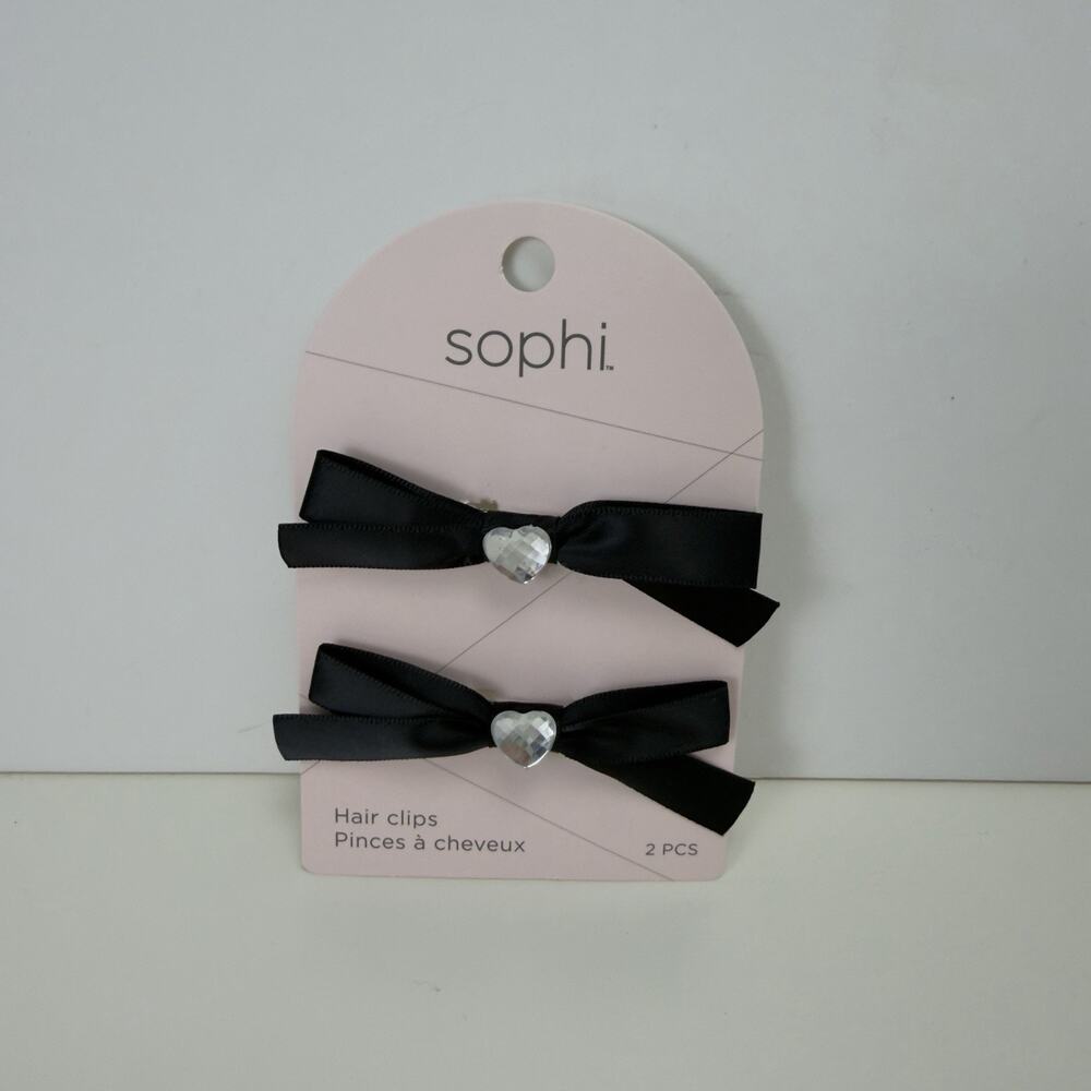 New Sophi Black Bow Snap Clips 2 PCS